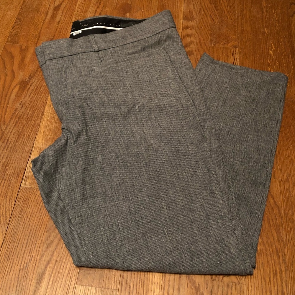Banana Republic Sloan Grey Textured Dress Pants Womens Petite 12 Slim Trousers